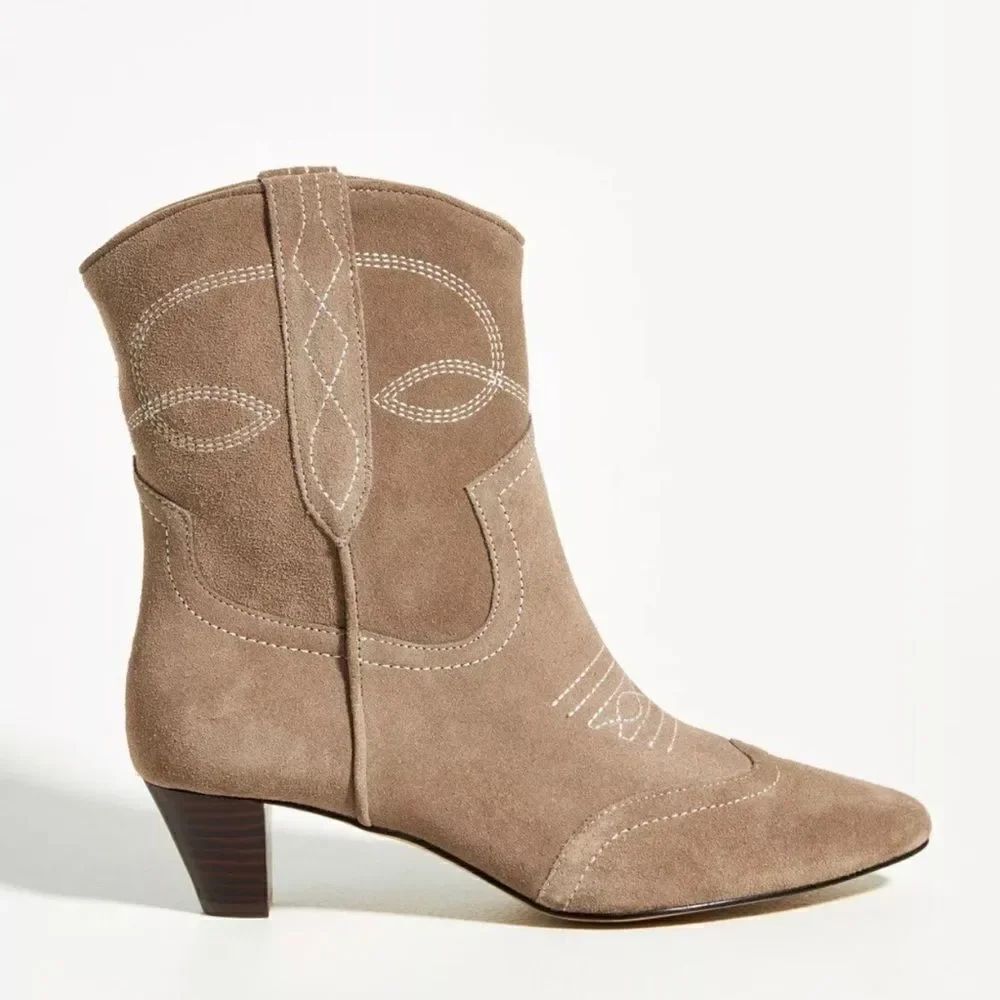 Anthropologie Silent D Taites Kitten Heeled Boots Taupe Size 38 NEW